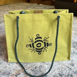 Canvas Tote Bag in Chartreuse with Black Print